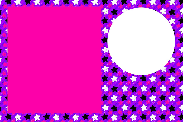 Estrelas Roxo, Rosa e Preto – Kit Completo com molduras para convites, rótulos para guloseimas, lembrancinhas e imagens!
