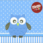 Rótulo Mini M&M Corujinha Azul para Meninos: