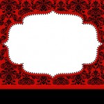 Vermelho Arabesco e Preto – Kit Completo com molduras para convites, rótulos para guloseimas, lembrancinhas e imagens!