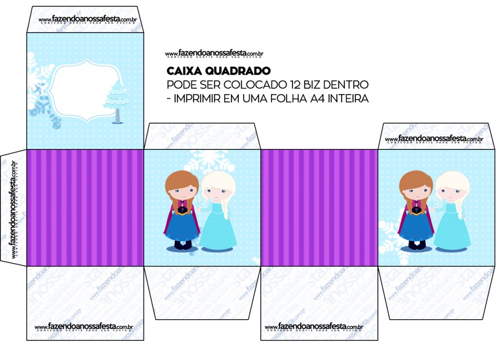 Caixa Bis Frozen Cute Roxo E Azul Fazendo A Nossa Festa