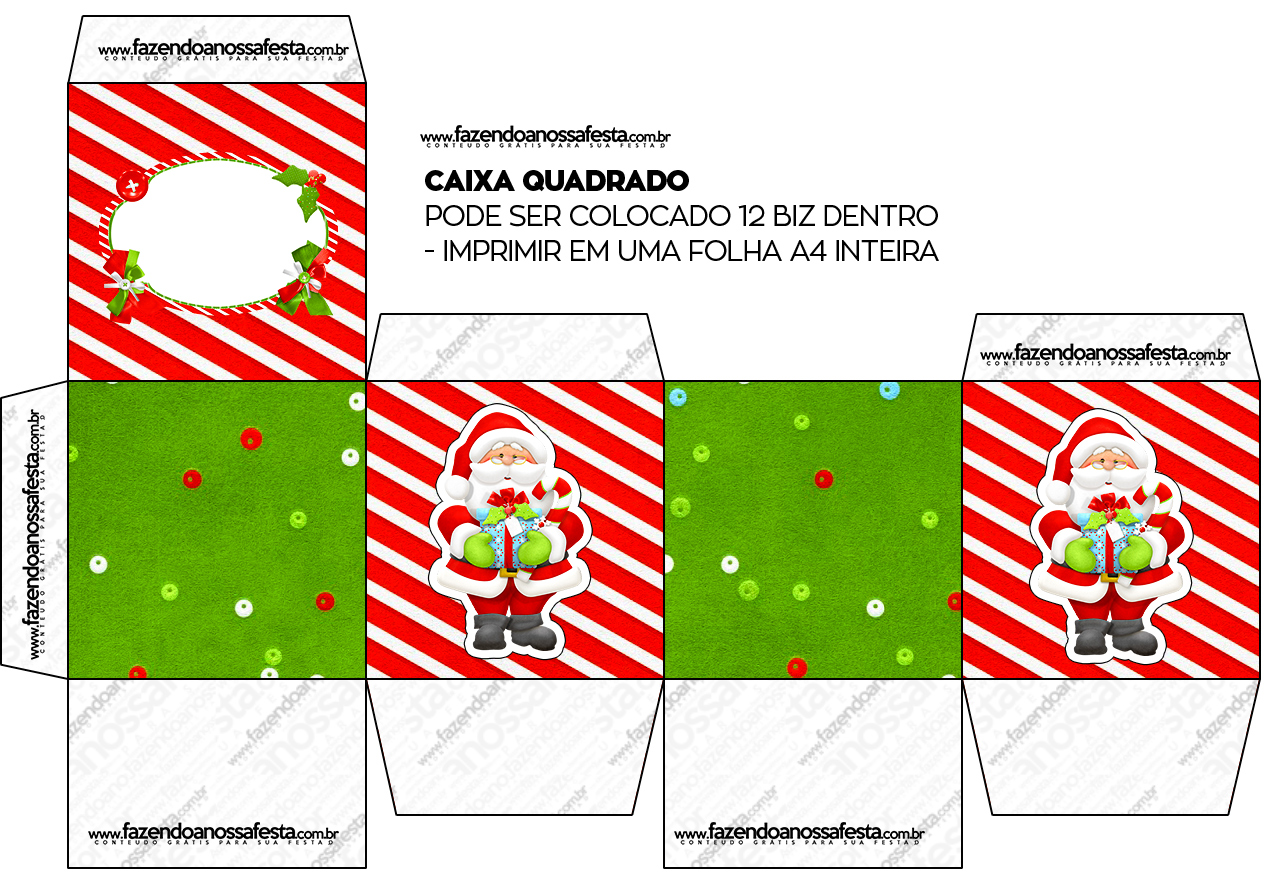 Caixa Bis Natal Vermelho E Verde Fazendo A Nossa Festa