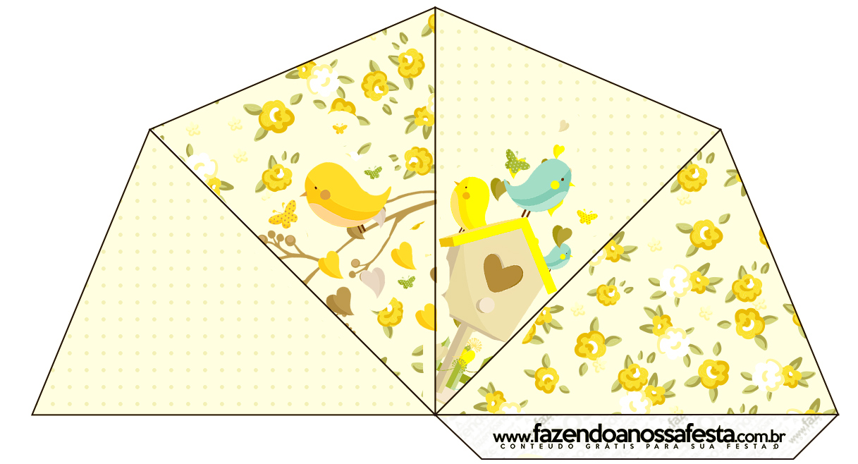 Cone Guloseimas 4 lados Jardim Encantado Amarelo Provençal Fazendo Cone Guloseimas 4 lados Jardim Encantado Amarelo Provençal Fazendo