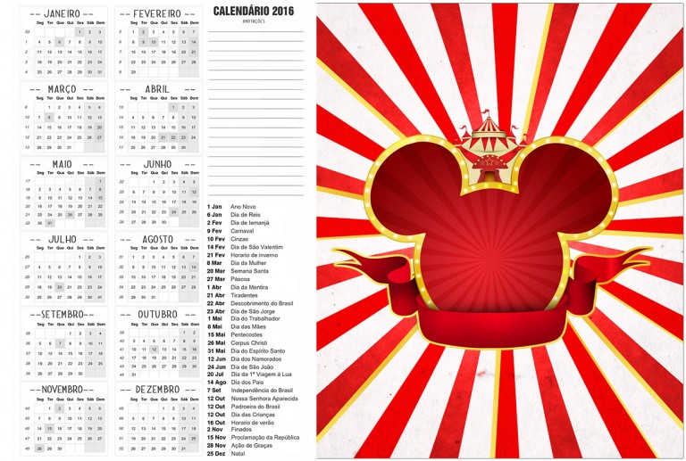 Convite Calendario Mickey Circo Fazendo A Nossa Festa