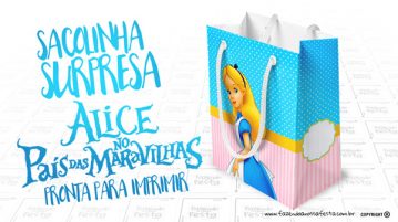 Sacolinha Surpresa Alice no Pais das Maravilhas Grátis para Imprimir Sacolinha Surpresa Aline no Pais das Maravilhas