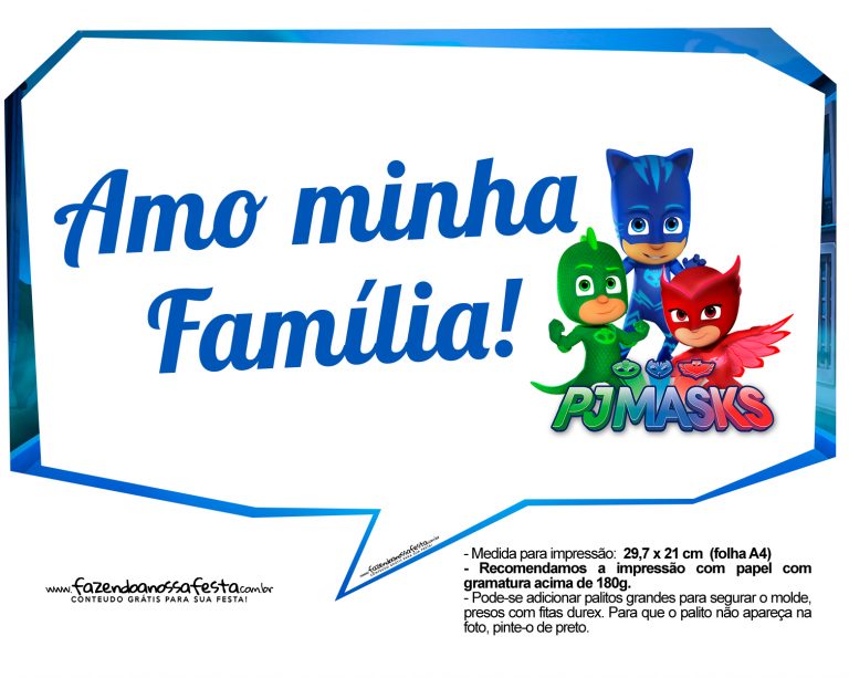 Plaquinhas Divertidas Para Festa PJ Masks 22 Fazendo A Nossa Festa