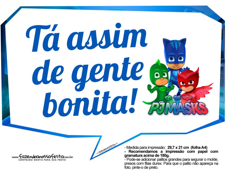 Plaquinhas Divertidas Para Festa Pj Masks Fazendo A Nossa Festa