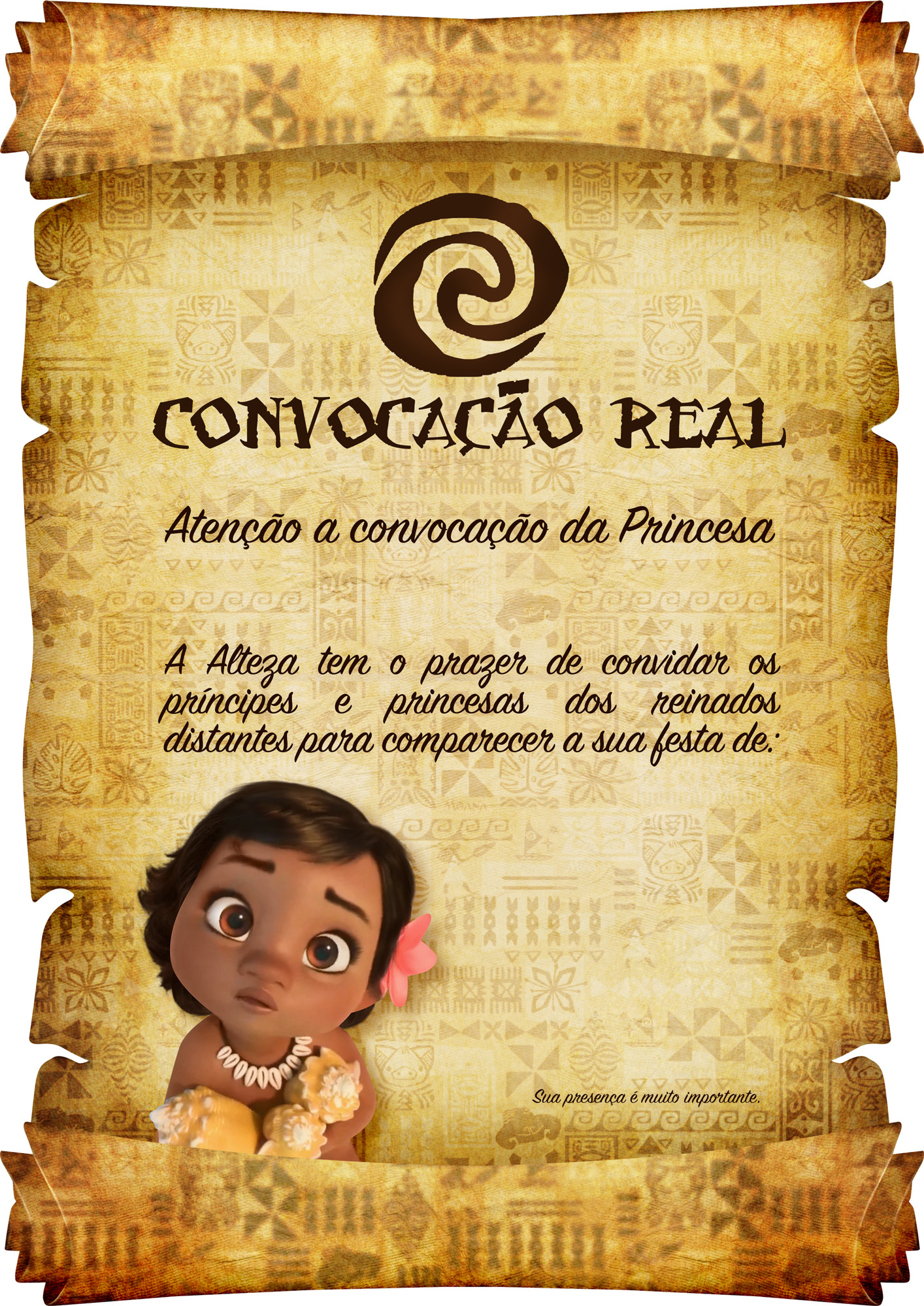 Convite Pergaminho Moana Baby 1