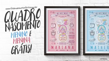 Quadro de Nascimento Menina e Menina para Personalizar e Imprimir Quadro Nascimento Menino e Menina 1