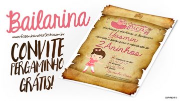 Convite Pergaminho Bailarina Grátis para Imprimir Convite Pergaminho Bailarina