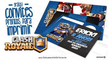 Convite Clash Royale Grátis para Imprimir em Casa Convite Clash Royale Fazendo a Nossa Festa