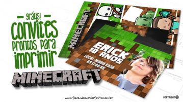 Convite Minecraft Totalmente Grátis para Imprimir em Casa Convite Minecraft Fazendo a Nossa Festa