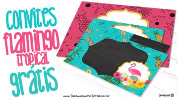 Convite Flamingo Tropical Grátis para Imprimir em Casa