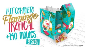Flamingo Tropical Kit Festa Grátis para Imprimir em Casa