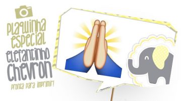 Plaquinhas Elefantinho Amarelo e Cinza Chevron Grátis Plaquinhas Elefantinho Amarelo e Cinza Chevron