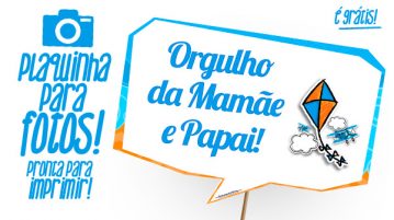 Plaquinha Pipa Laranja e Azul Grátis para Baixar e Imprimir Plaquinha Pipa Laranja e Azul