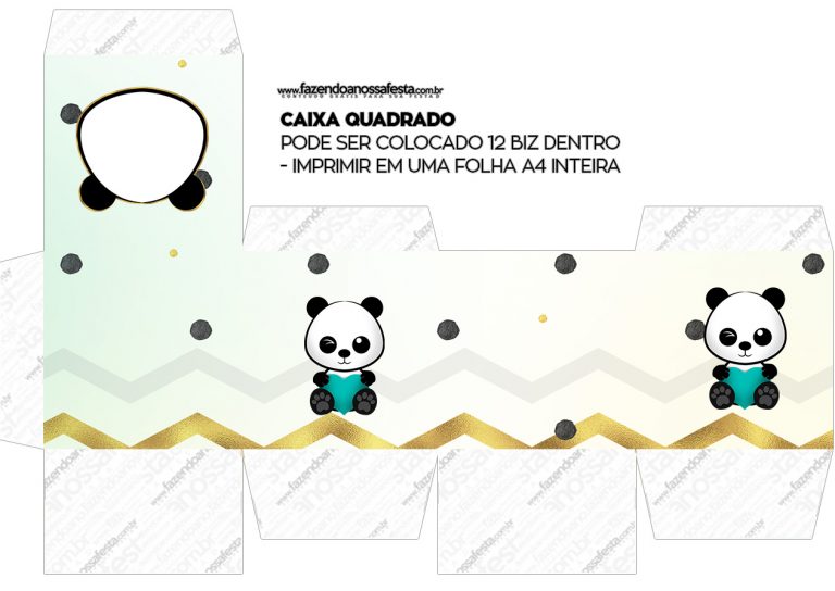 Caixa Cubo Ou Bis Panda Menino Fazendo A Nossa Festa