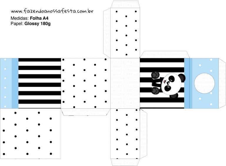 Caixa Tubete Panda Azul Menino Fazendo A Nossa Festa