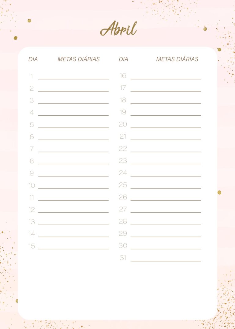 Planner 2021 Rose Gold Abril Fazendo A Nossa Festa