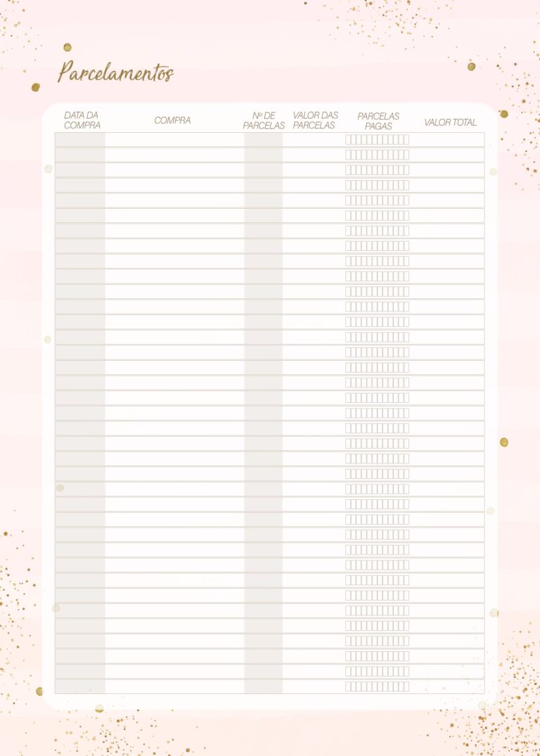 Planner Rose Gold Parcelamentos Fazendo A Nossa Festa