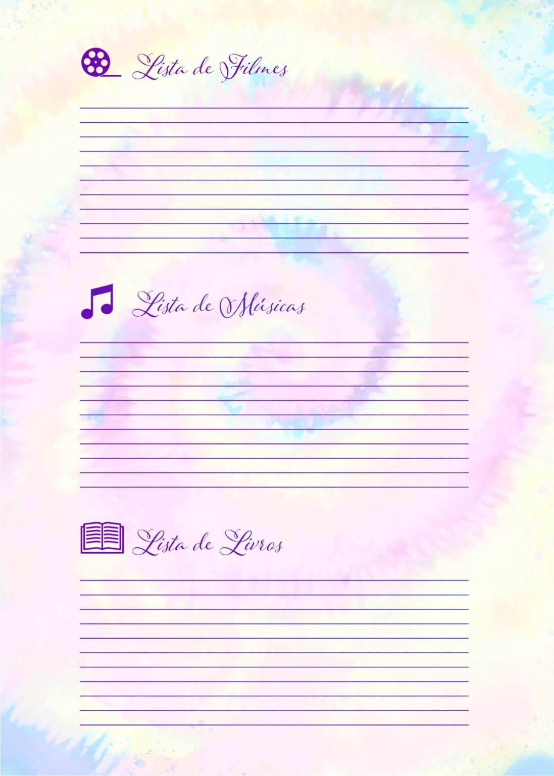 Planner Professor Tie Dye Lista De Filmes Musicas Livros Fazendo A