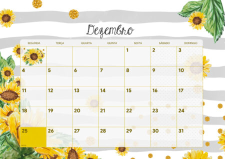 Calendario Listras Girassol Dezembro Fazendo A Nossa Festa