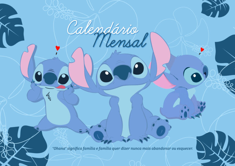 Calendario Mensal Stitch Capa Fazendo A Nossa Festa