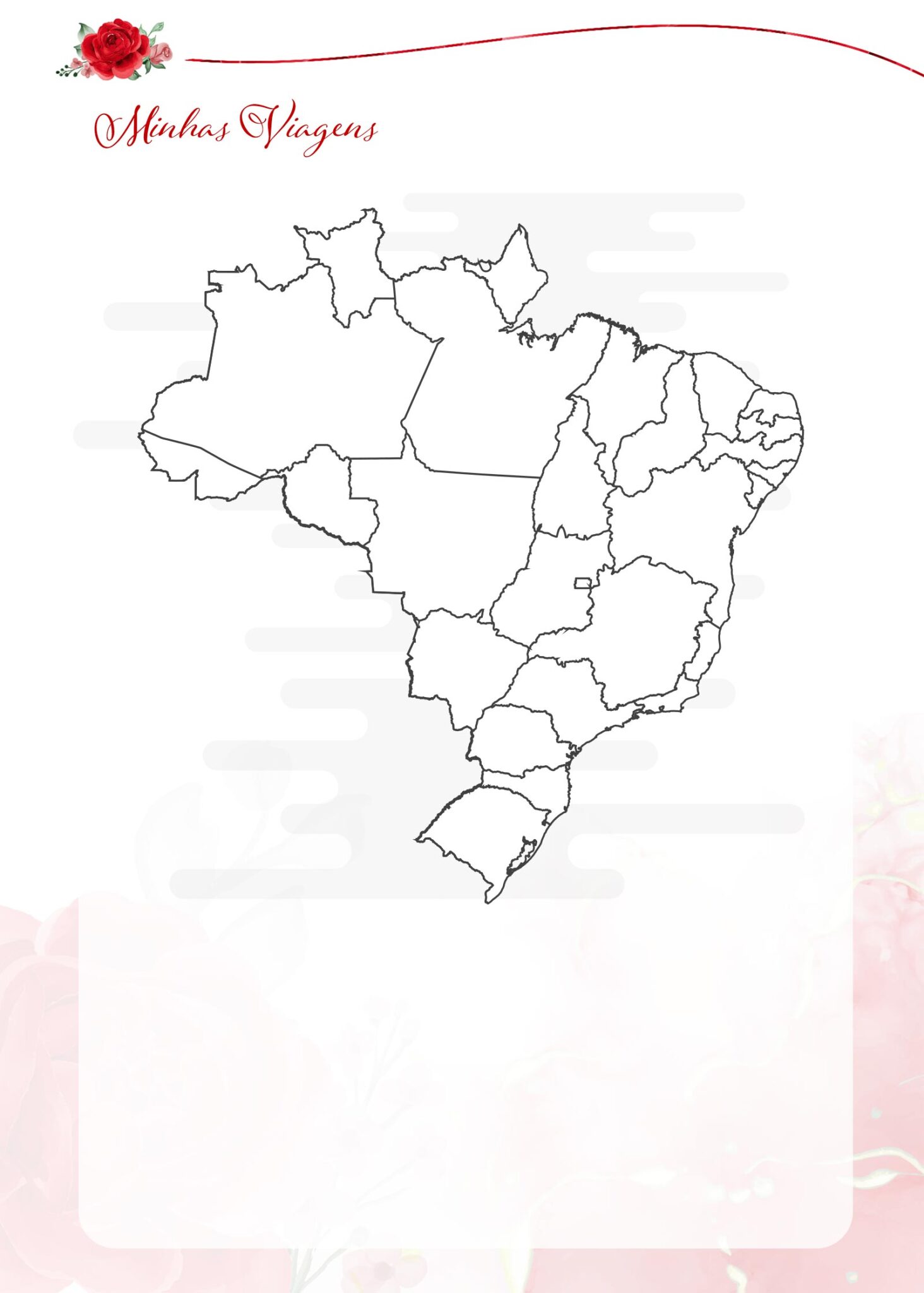 Planner Rosas Vermelhas Minhas Viagens Brasil Fazendo A Nossa Festa