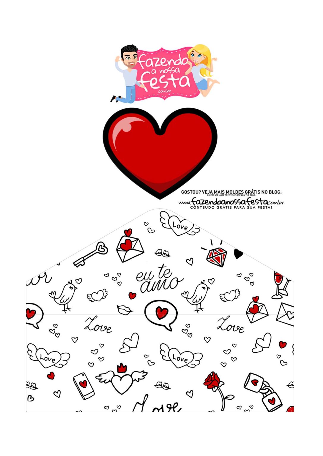 Caixa Envelope Flork Romantica Parte Fazendo A Nossa Festa