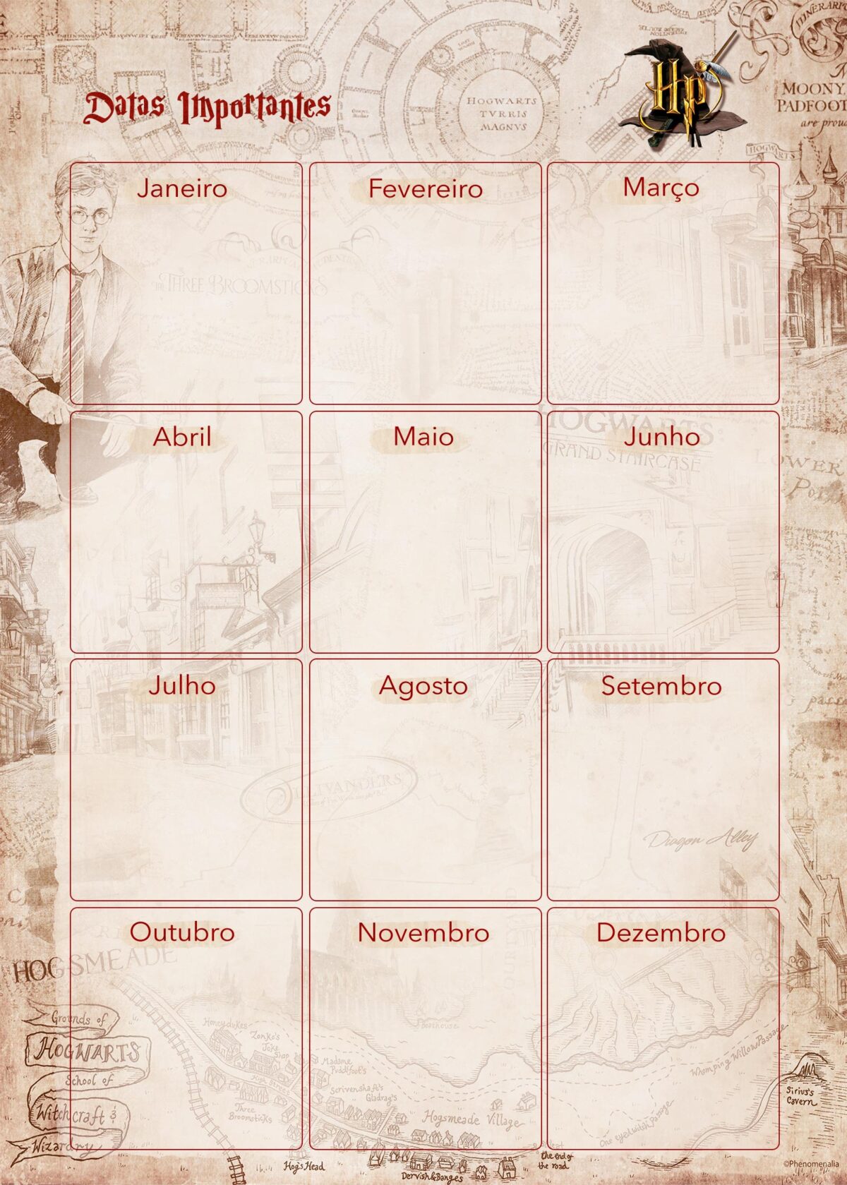 Planner Harry Potter Datas Importantes Fazendo A Nossa Festa