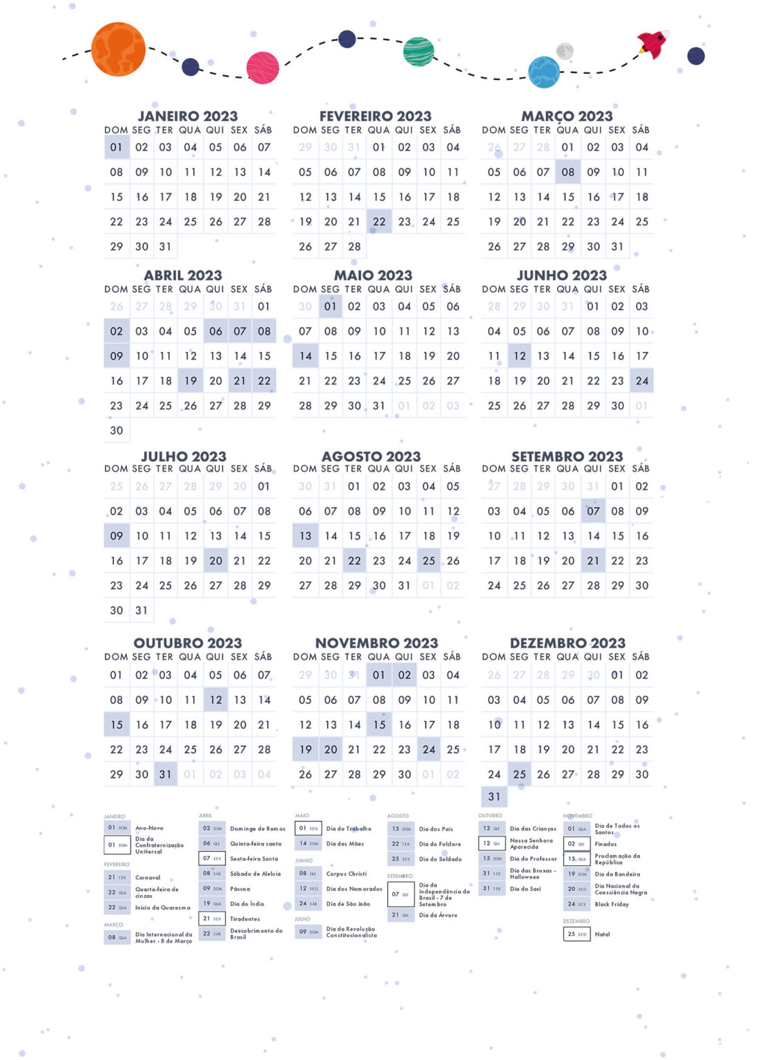 Planner Professores Astronauta Calendario Professor Fazendo A