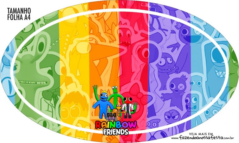 Placa Elipse Rainbow Friends Fazendo A Nossa Festa