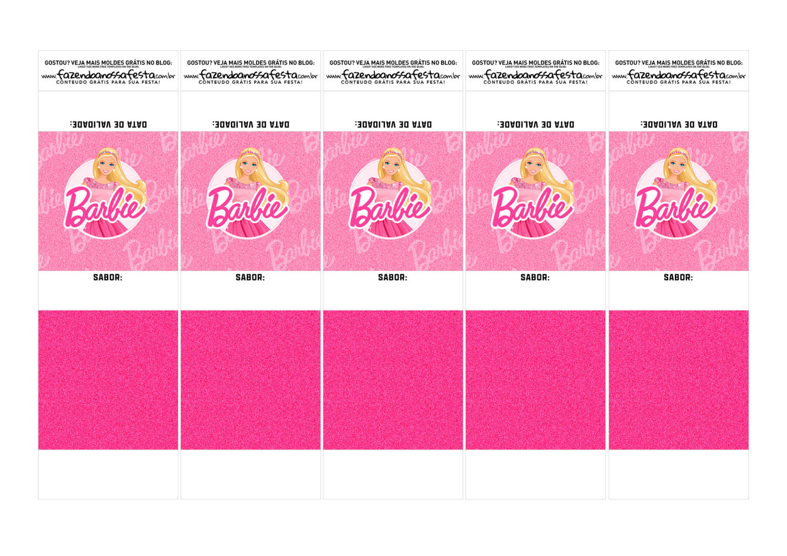 Rotulo Para Brownie Kit Digital Barbie Fazendo A Nossa Festa