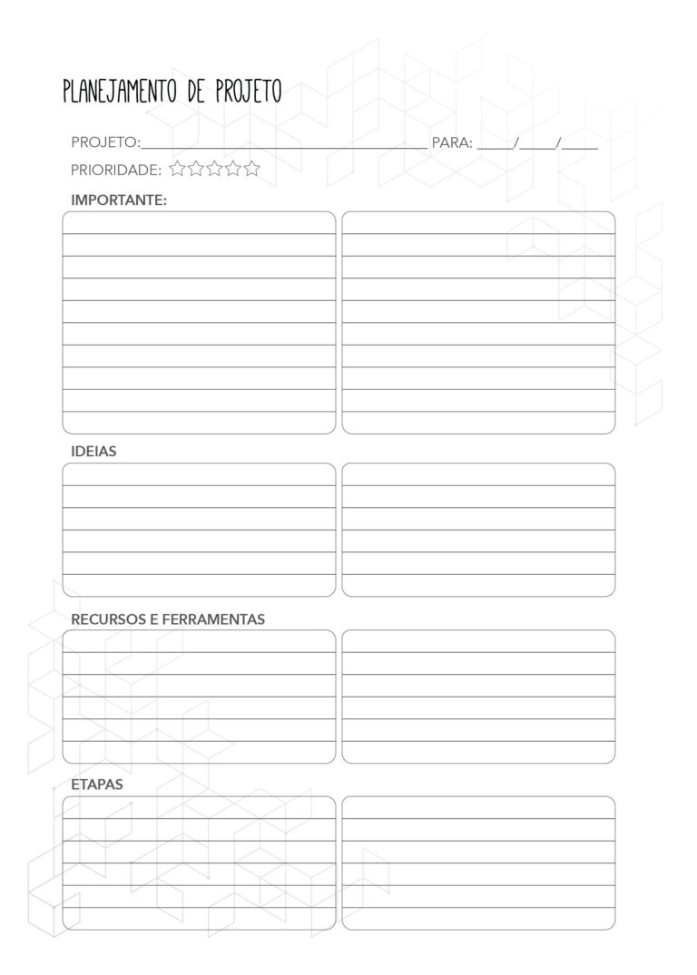 Projetos Planner Xadrez Cinza Minimalista Fazendo A Nossa Festa