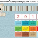 Calendário 2012 Ursinho Fofo Azul e Marrom: