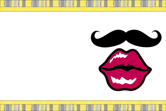 Bigodes e Bocas Fundo Amarelo – Kit Completo com molduras para convites, rótulos para guloseimas, lembrancinhas e imagens!