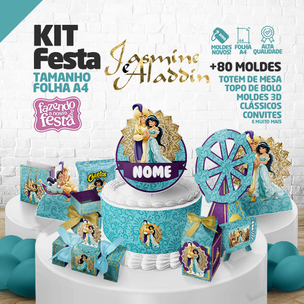 Kit Festa Jasmine e Aladdim para imprimir