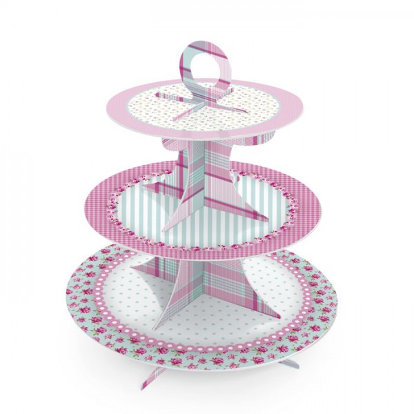 baleiro suporte para doces e cupcake festa rosa e verde jardim encantado festabox cromus