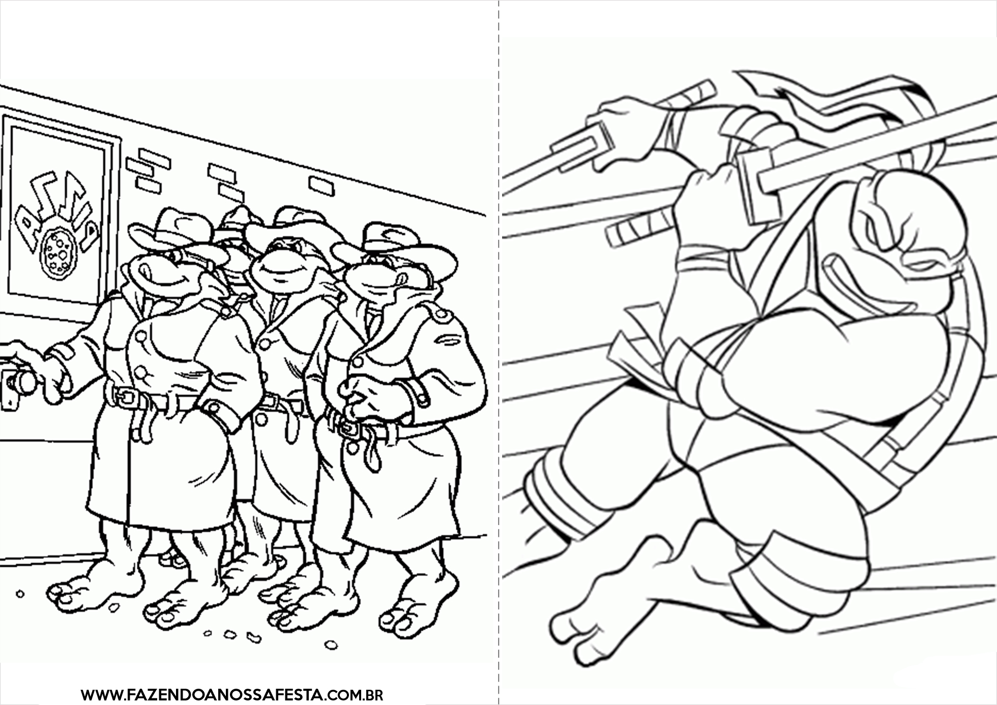 Desenhos de Tartaruga Ninja para Colorir e Imprimir