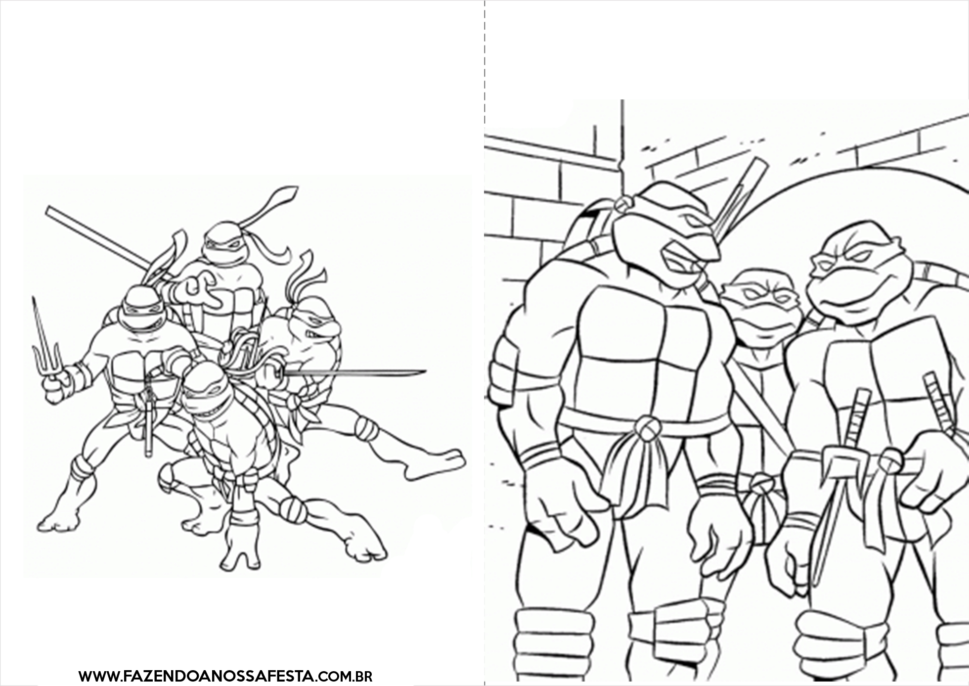 Tartarugas ninjas imagem para imprimir e colorir - Tartarugas