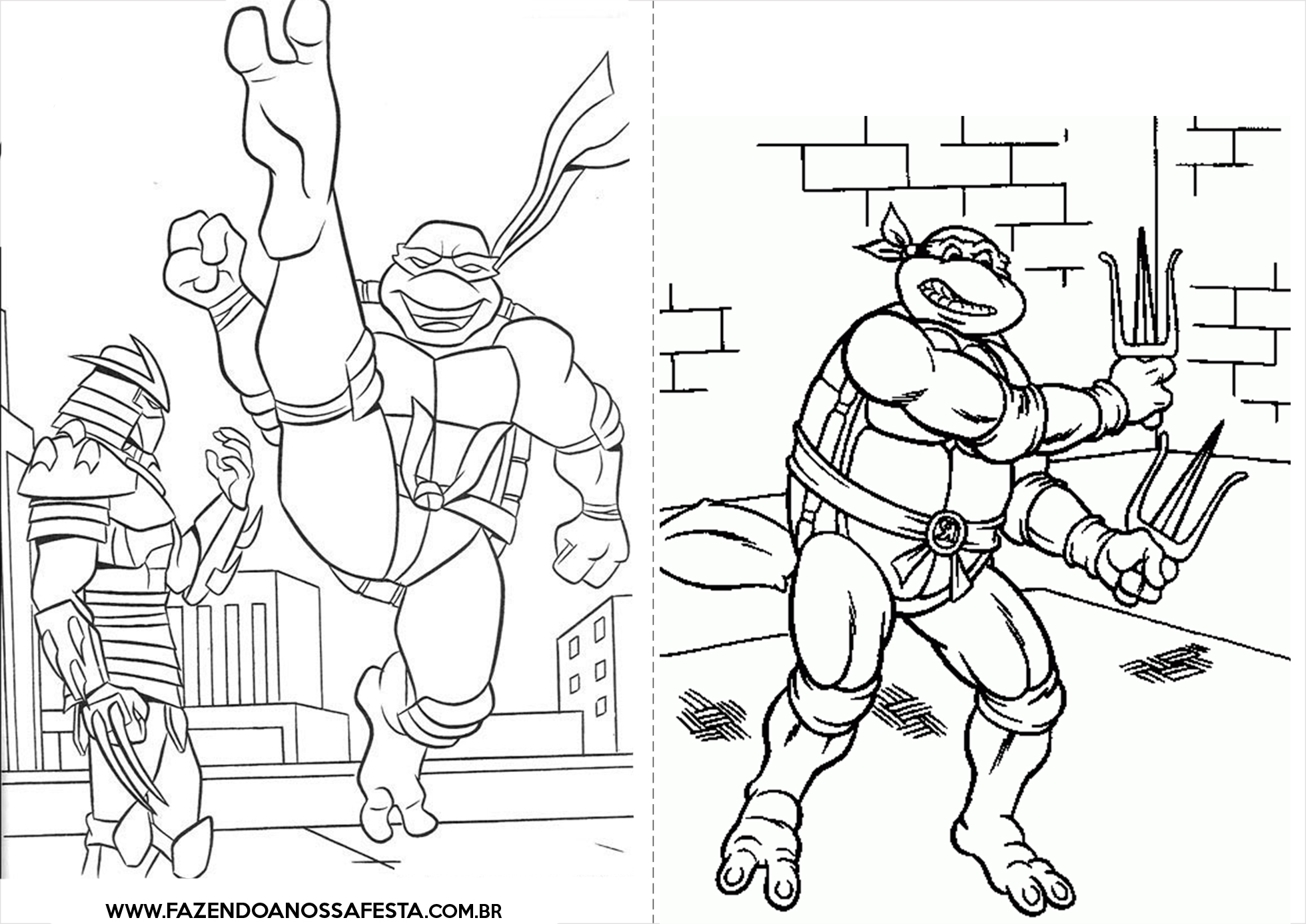 Desenhos das Tartarugas Ninja para Imprimir e Colorir