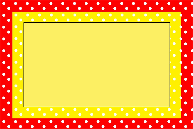 Poá Vermelho e Amarelo – Kit Completo com molduras para convites, rótulos para guloseimas, lembrancinhas e imagens!