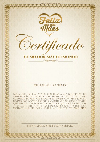 Certificado Melhor Mae do Mundo 41