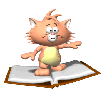 animated cat on book