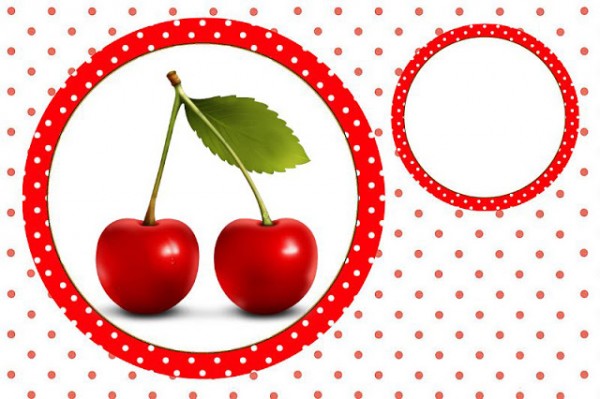 Cereja Vermelha – Kit Completo com molduras para convites, rótulos para guloseimas, lembrancinhas e imagens!