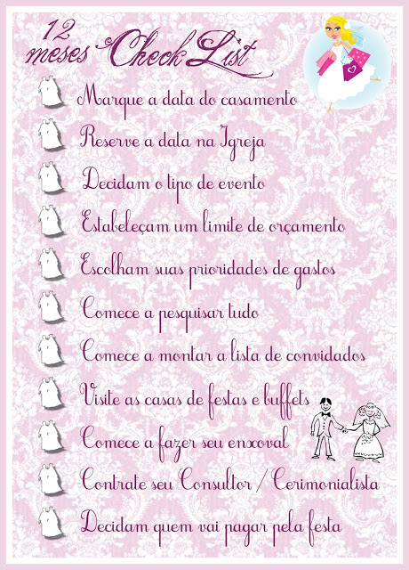 Check List – 14 a 12 Meses Antes do Casamento!