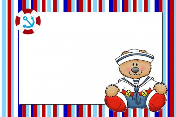 Urso Marinheiro Azul e Vermelho – Kit Completo com molduras para convites, rótulos para guloseimas, lembrancinhas e imagens!