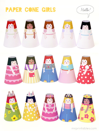 printable paper dolls cone girls