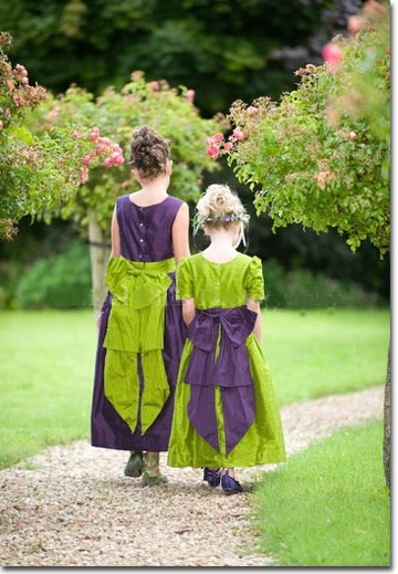 purple green flower girl dress