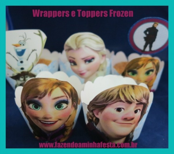 Wrappers e Toppers de Cupcakes dos Personagens de Frozen!