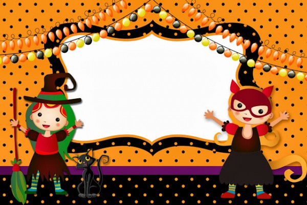 Halloween Menina – Kit Completo com molduras para convites, rótulos para guloseimas, lembrancinhas e imagens!